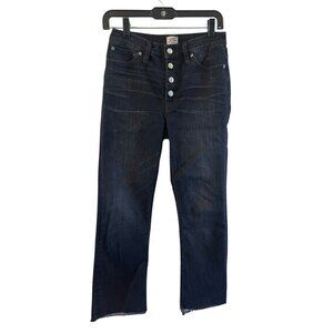 J. Crew Billie Demi Boot Crop Jeans Button Fly Raw Hem 26 Black Button Fly